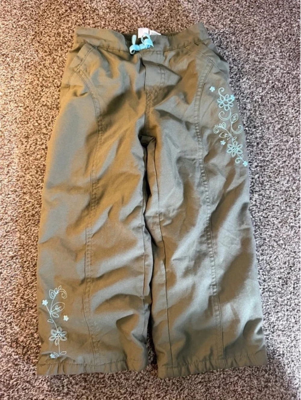 Vintage Carter’s Toddler Girls 4T Olive Green Floral Lined Pants